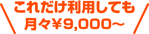 これだけ利用しても月々￥9,000～